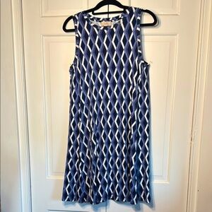 NWOT LOFT Navy, Purple and White Geometric Sleeveless Sundress